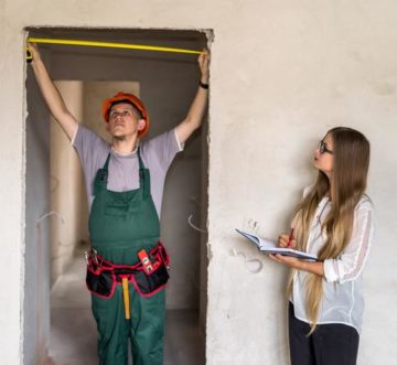 man measuring door frame